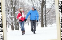 Couple walking in snow