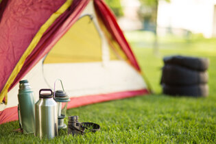 tent with camping equipment