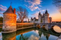 Sully on Loire at sunset