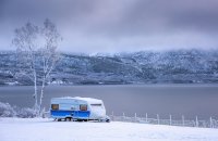 Caravan in snow