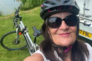 Siobhan Daniels with her motorhome, Dora the Explorer