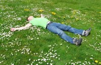 Relaxing on a village green