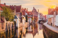 Historic city of Brugge at sunrise
