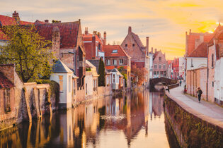 Historic city of Brugge at sunrise