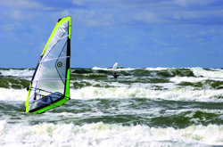 Windsurfing in rough sea