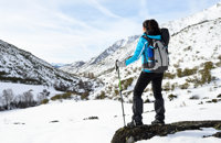 Woman hiking in winter