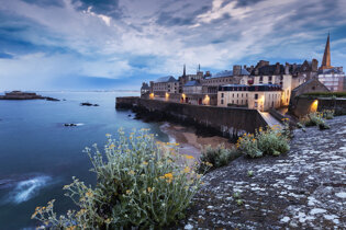 Stormy skies over the port town of St Malo in Brittany