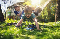 Children playing on campsite