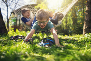Children playing on campsite