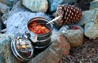 Camping food with pinecone
