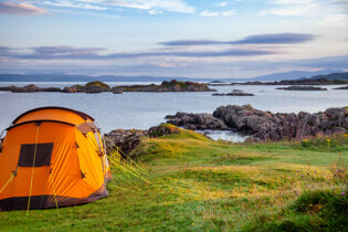 Tent camping in Scottish Highlands