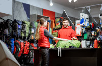 Customer shopping in sports store