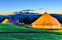 Luxury tents at sunset
