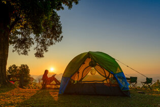 Tent at sunset