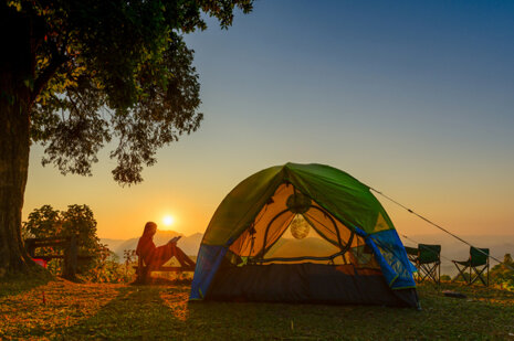 Tent at sunset