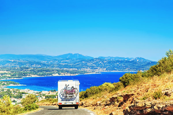 Caravan driving away in France