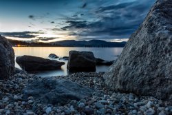 Loch in Scotland just after sundown