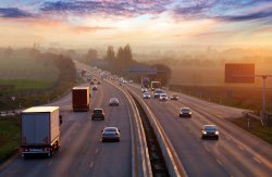 UK motorway at dusk