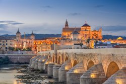 Roman Bridge and Cathedral in Cordoba