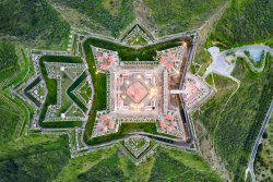 Elvas Fort drone aerial top view of Forte Nossa Senhora da Graca in Portugal