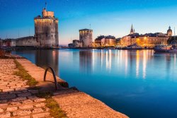 Sunset over the city of La Rochelle