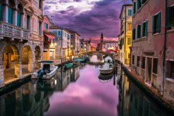 Canals of Venice at dusk