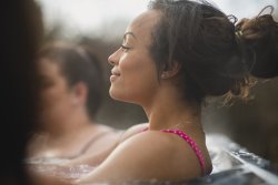 Girl in hot tub