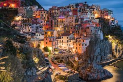 Cosy village of Riomaggiore on the Ligurian Coast, Italy