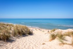 Lacanau beach from dunes looking out to sea