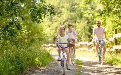 A family cycling