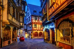 Colmar Old Town decorated with traditional christmas decorations
