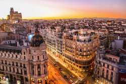 Streets of Barcelona at dusk