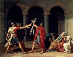 Oath of the Horatii by Jacques-Louis David, painted in 1784