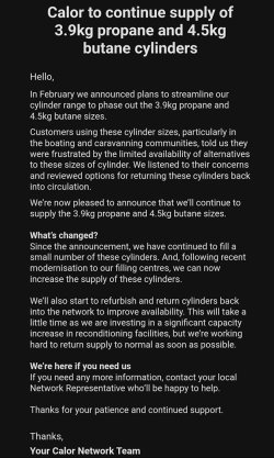 Calor Gas Update