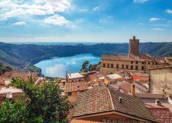 The town of Castelli Romani overlooking Lake Nemi