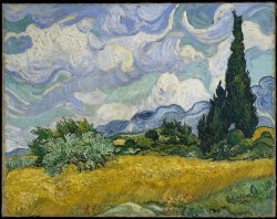 Wheat Field with Cypresses by Vincent Van Gogh, 1889