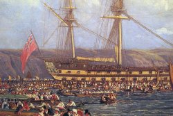 HMS Bellerophon in Plymouth Sound by John James Chalon