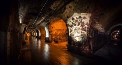 Dark wine cellars of Mercier underneath the French town of Épernay