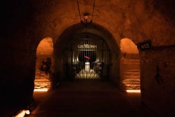 Dark wine cellars of Mumm underneath the French city of Reims