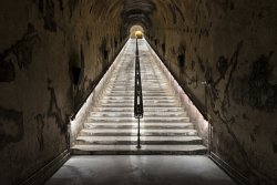 Dark wine cellars of Vranken-Pommery underneath the French city of Reims