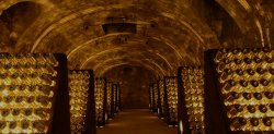Dark wine cellars of Cattier underneath the French town of Épernay
