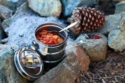 Camping food with pinecone