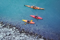Kayaking in lake