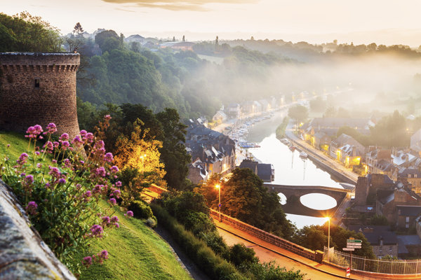 Dusk falls on Dinan in Brittany