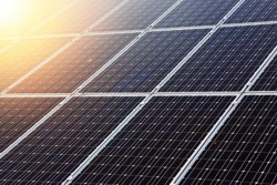 Solar panels with sun