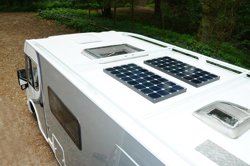 Motorhome fitted with solar panels