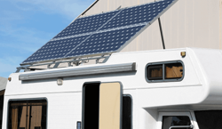 Motorhome fitted with tilted panels