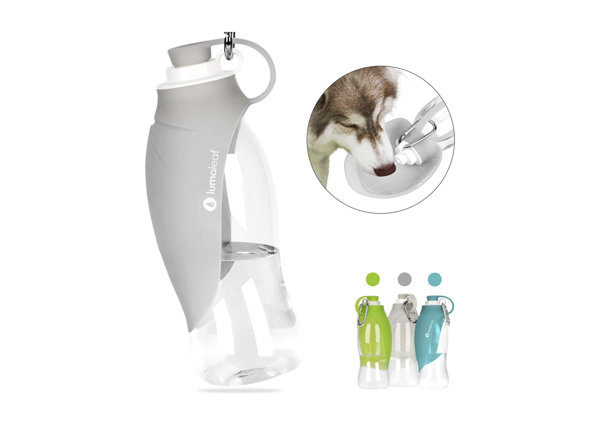 LumoLeaf Portable Pet Water Bottle, Reversible & Lightweight Water Dispenser for Dogs and Cats, Made of Food-Grade Silicone (20 Oz) - Grey