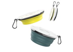 Lewondr Collapsible Dog Bowl, [2 packs] Silicone Food & Water Travel Bowl Portable Pet Dog Bowls with Lids Expandable Pet Feeding Watering Cup Dish for Walking, Kennels & Camping - Dark Cyan & Yellow