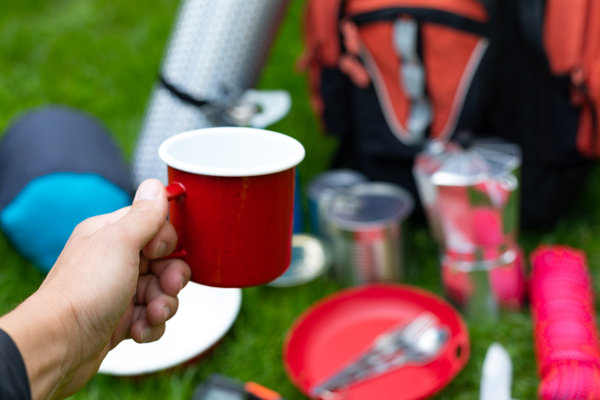 Camping tools on the grass